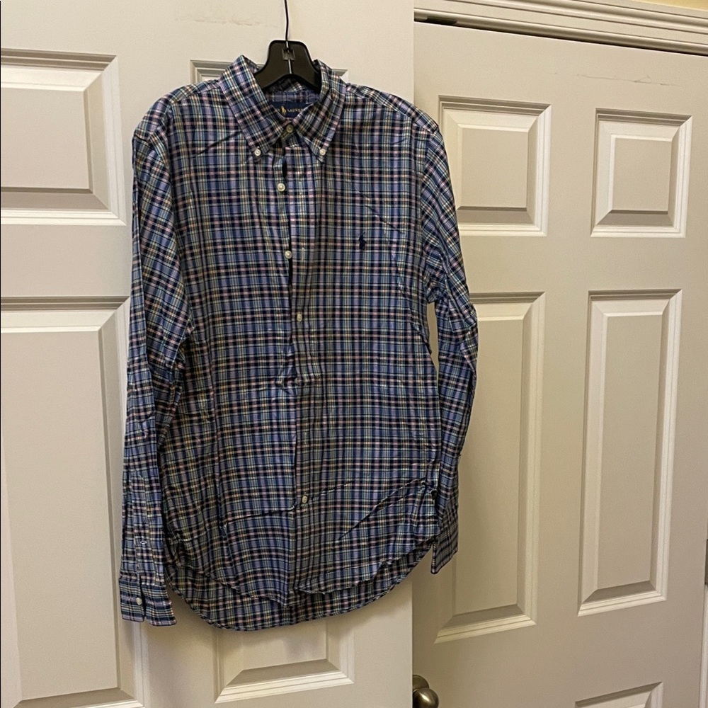 Men's Ralph Lauren Blue Plaid Button-Down Shirt